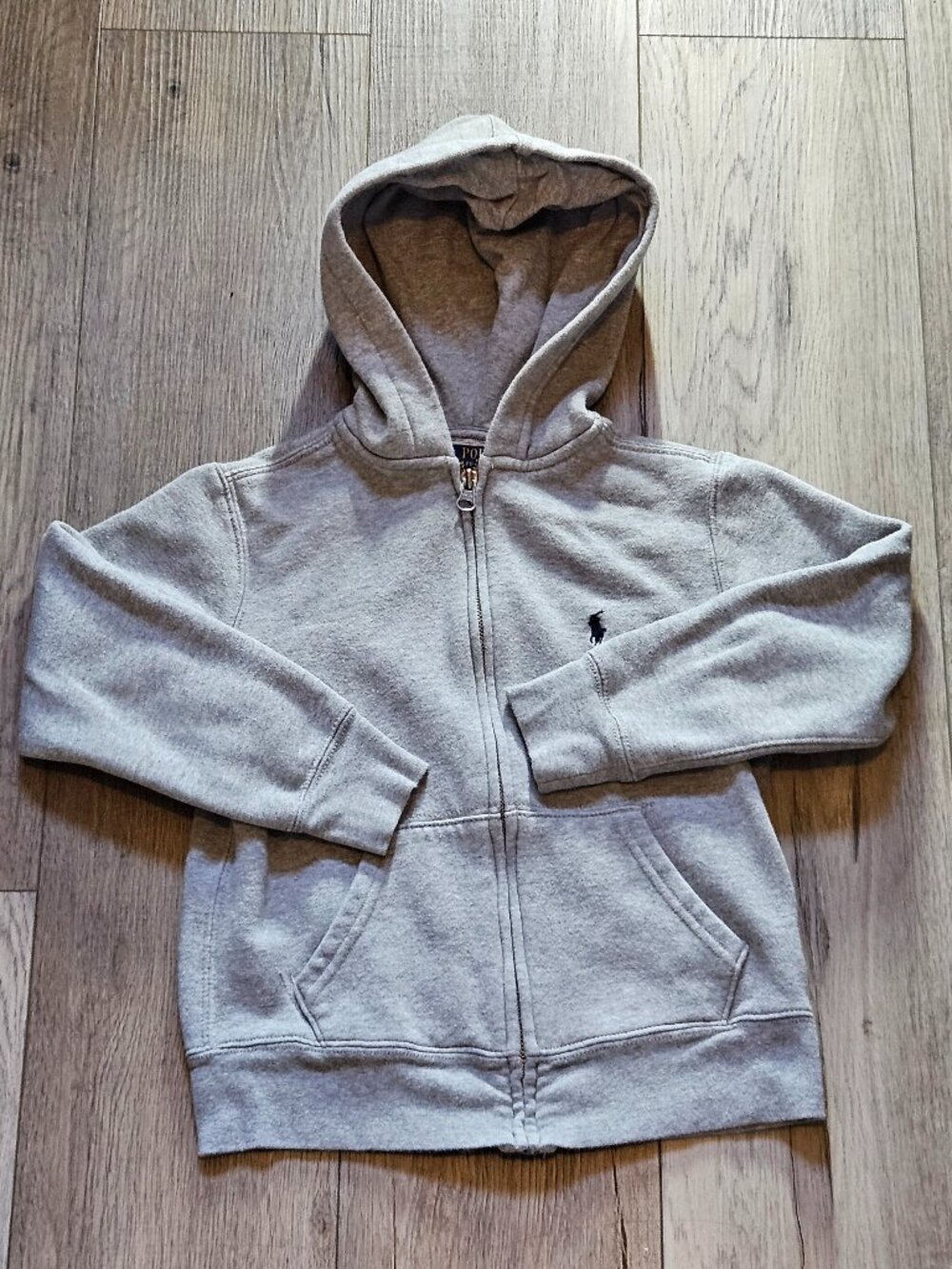 Kids' Youth Polo Ralph Lauren Light Grey Full-Zip Hooded Sweatshirt Size S (8)